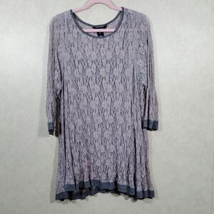 01186 Ali Miles 2 piece gray & tan lace tunic and cami set 1X